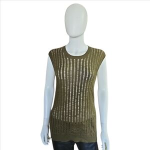 UMA WANG | Cashmere Silk Open Knit Sleeveless Top Vest in Size Large